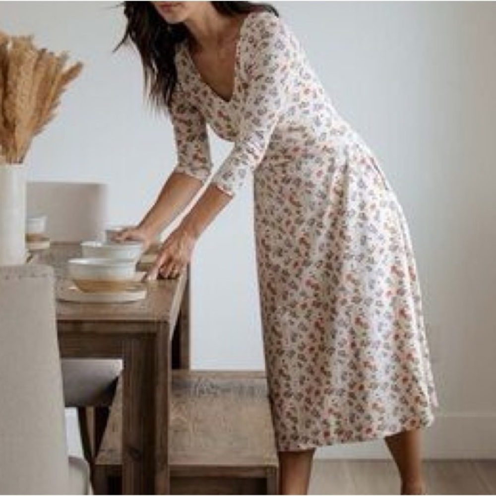 Pact Organic Cotton Floral Dress Size Small with Pockets